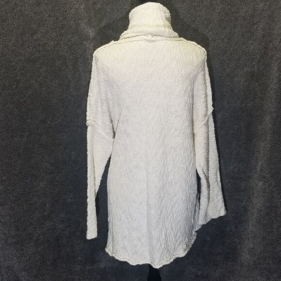 AndTheWhy M/L Sweater Turtleneck Cream Waffle Knit Chunky Drop Shoulder Neutral - Picture 5 of 9